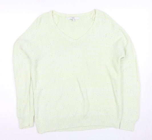 Next Women's Green V-Neck Cotton Jumper, Size S