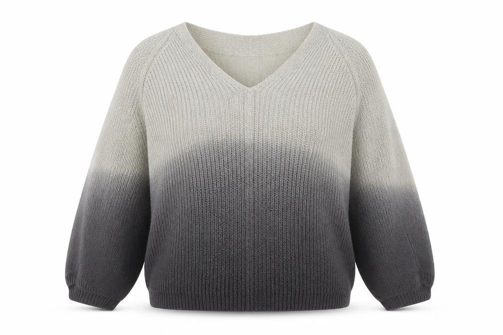 Mixroy Women's Grey V-Neck Chunky Knit Jumper, S