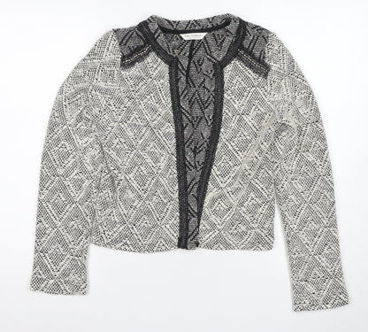 Additional front view of Miss Selfridge Women's Black Geometric Blazer, size 12