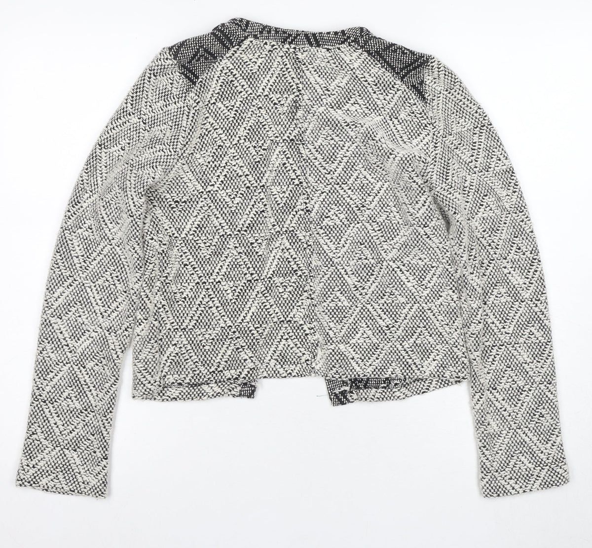 Back view of Miss Selfridge Women's Black Geometric Blazer, size 12