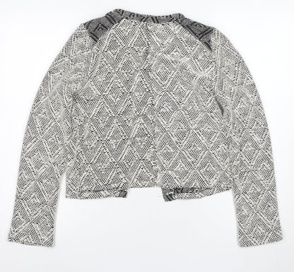 Back view of Miss Selfridge Women's Black Geometric Blazer, size 12