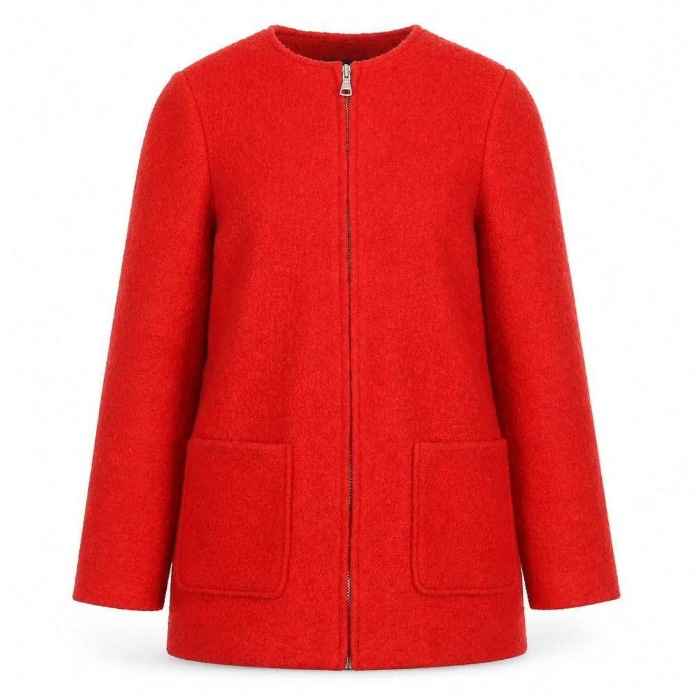 New Look Women's Red Mid-Length Wool Coat Size 10