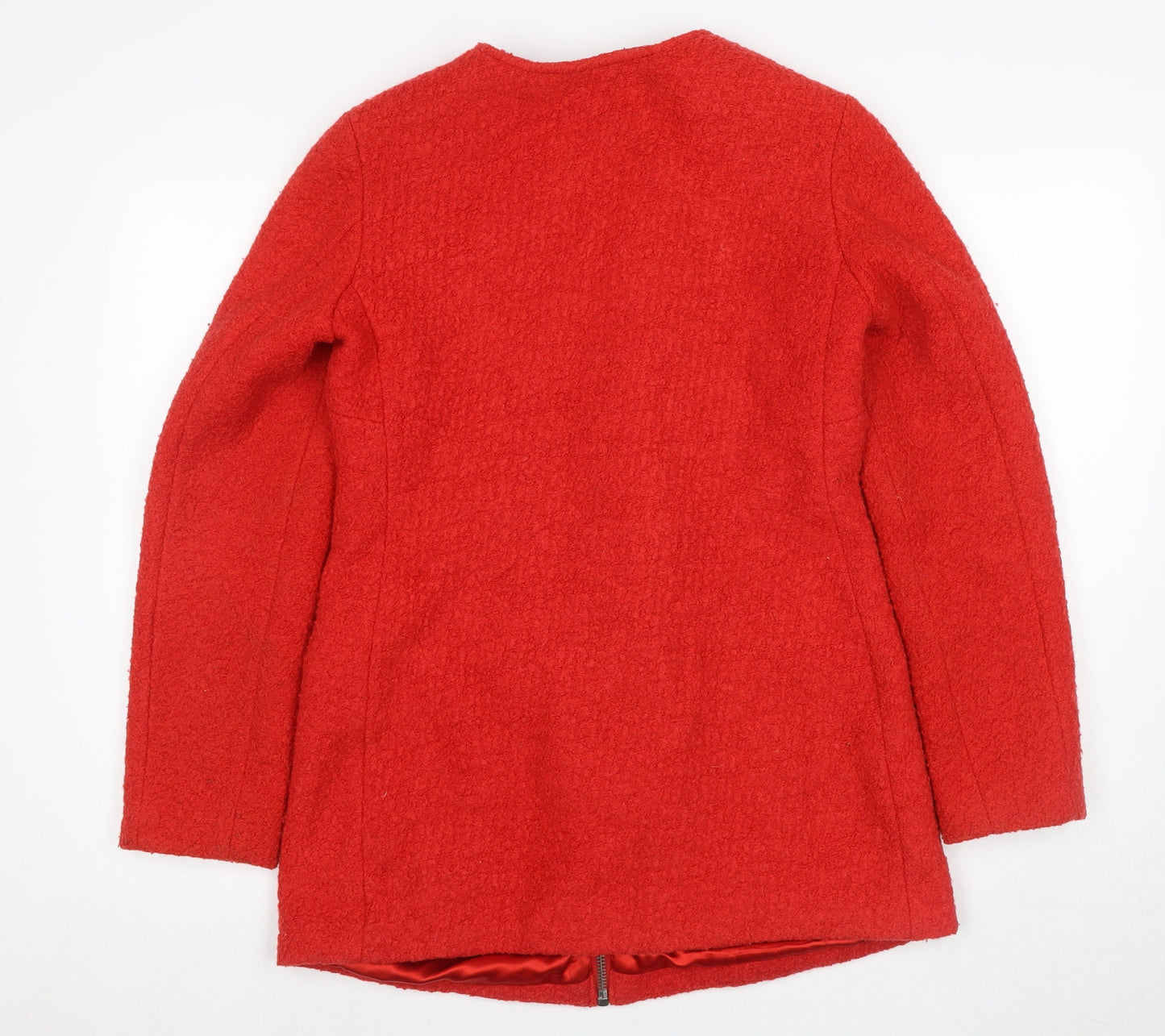 New Look Women's Red Mid-Length Wool Coat Size 10