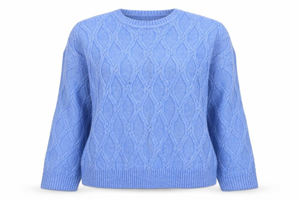 Marks & Spencer Women's Blue Cable-Knit Jumper, Size L