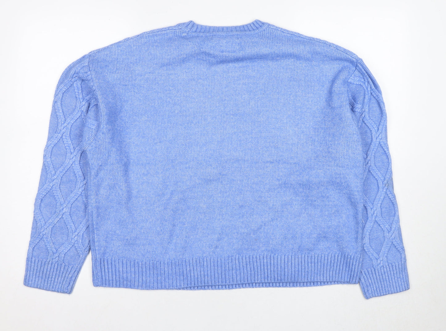 Marks and Spencer Women's Blue Cable-Knit Jumper, Size L
