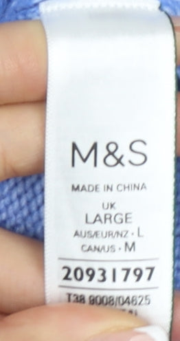 Marks and Spencer Women's Blue Cable-Knit Jumper, Size L