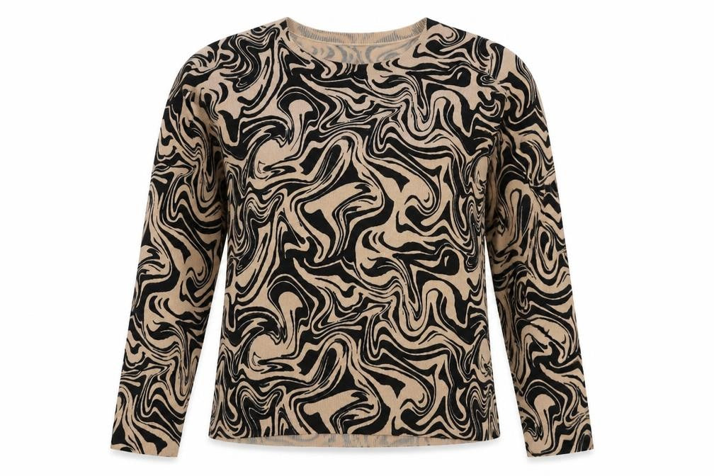 M&Co Women's Brown Geometric Knit Blouse Size 12