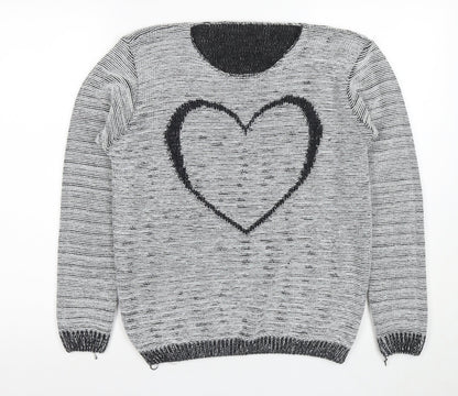 Quiz Women's Black & White Heart Pullover Jumper M