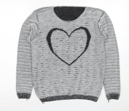 Quiz Women's Black & White Heart Pullover Jumper M