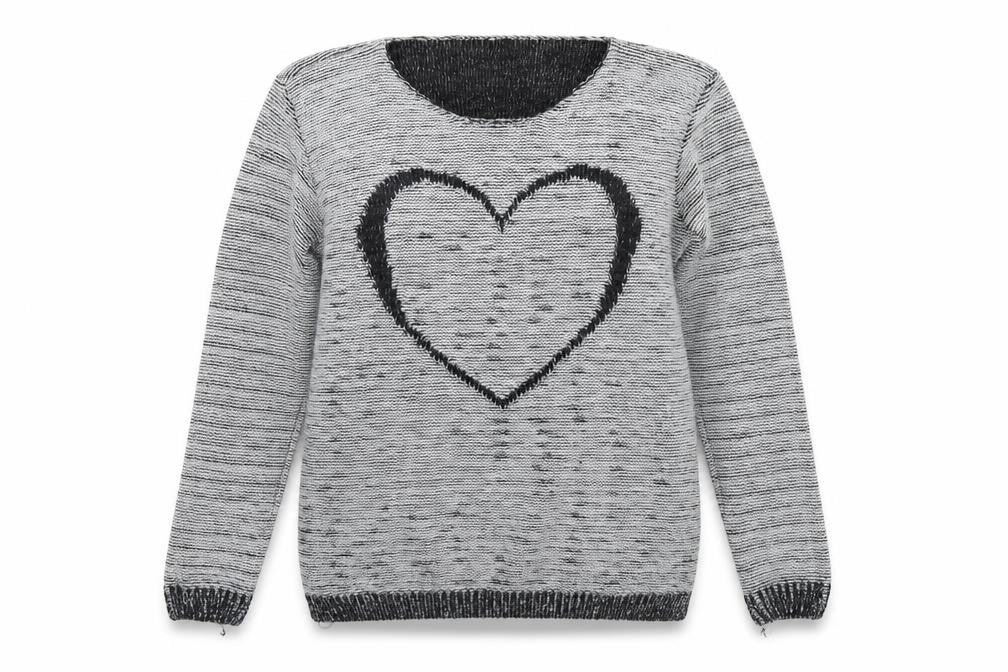 Quiz Women's Black & White Heart Pullover Jumper M