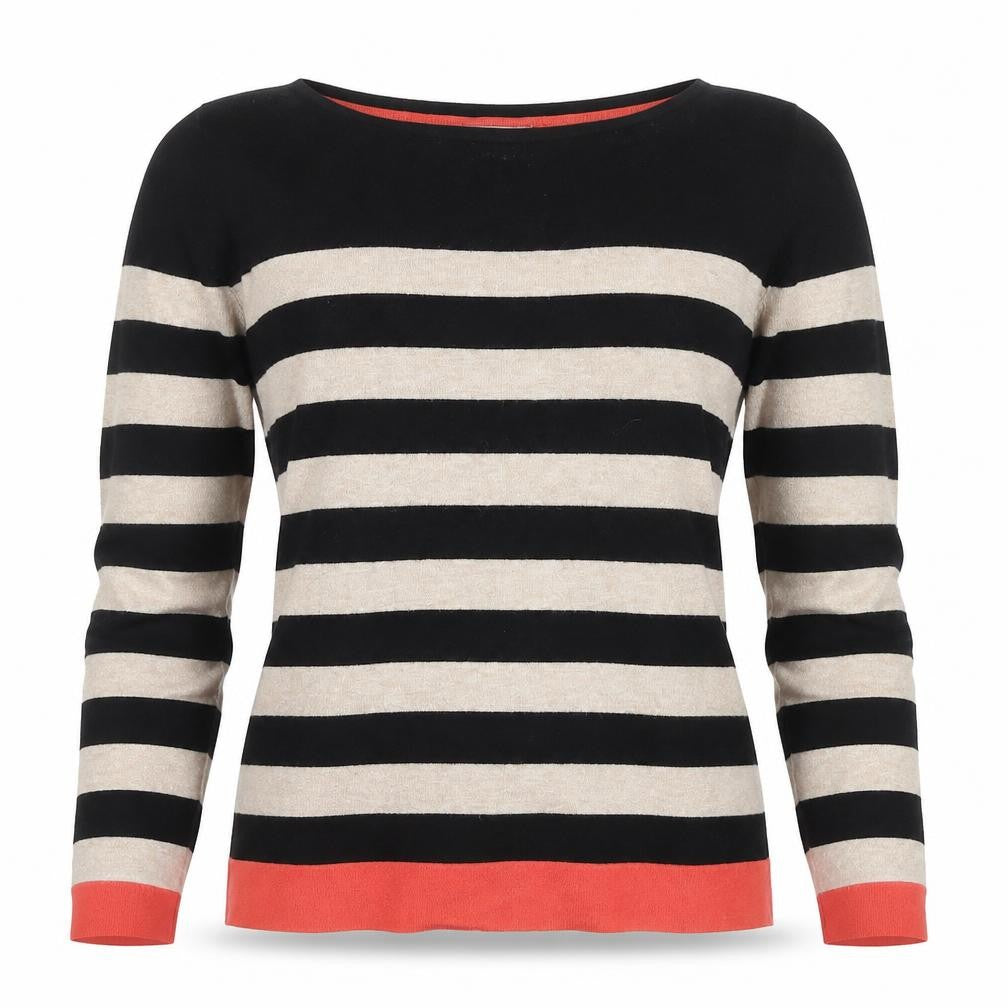 Wallis Women's Striped Jersey Top, Black/Beige, Size 12