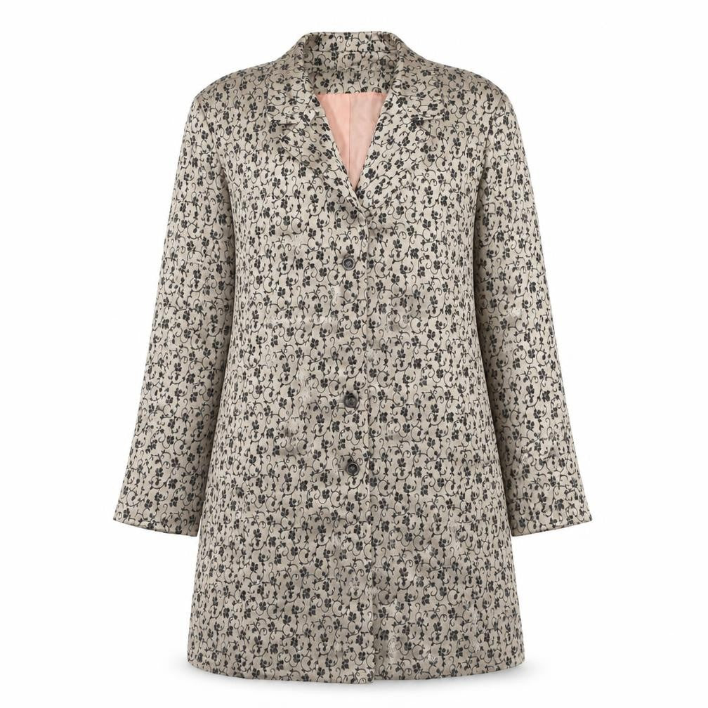 W Women's Beige Floral Overcoat Size 14