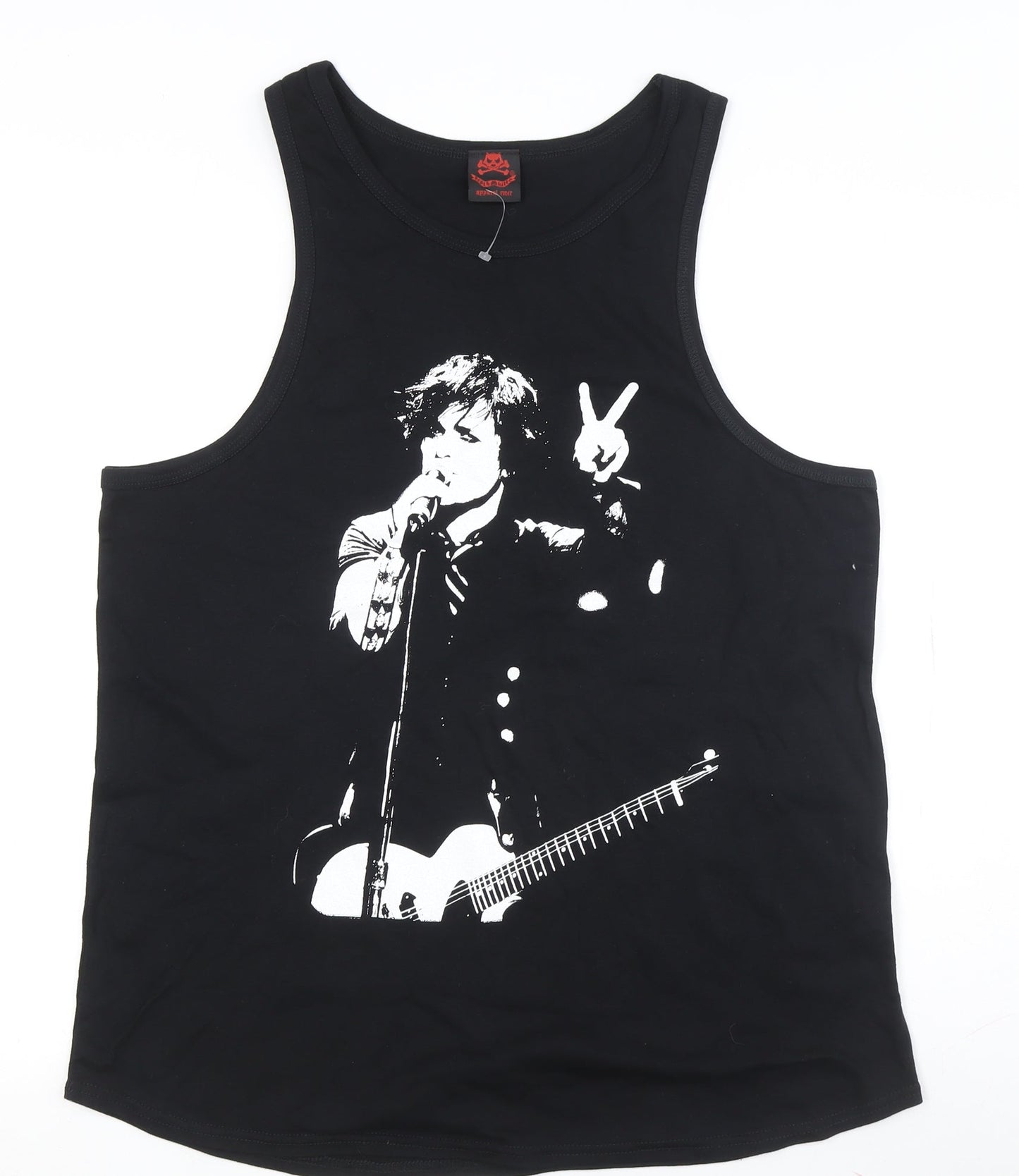Apparel Noir Men's Black Music Sleeveless Cotton T-Shirt