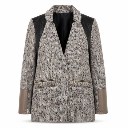 River Island Women's Grey Herringbone Long Blazer Coat Size 12