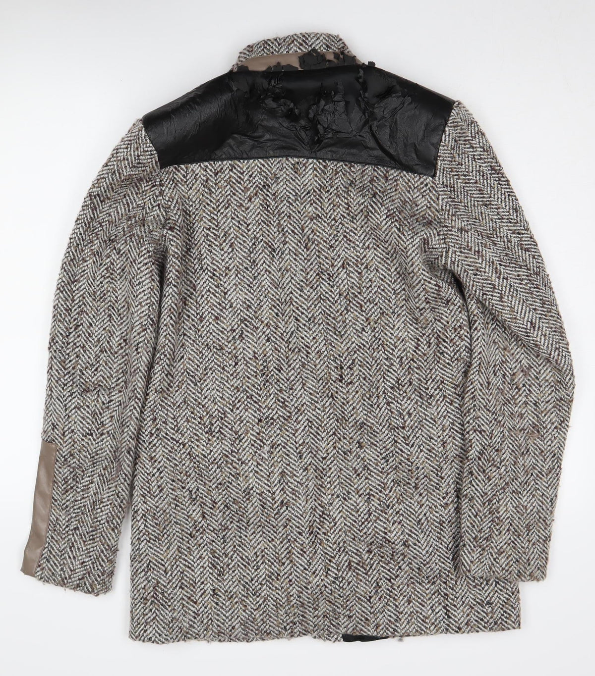 River Island Women's Grey Herringbone Long Blazer Coat Size 12