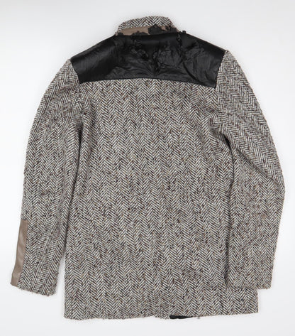 River Island Women's Grey Herringbone Long Blazer Coat Size 12