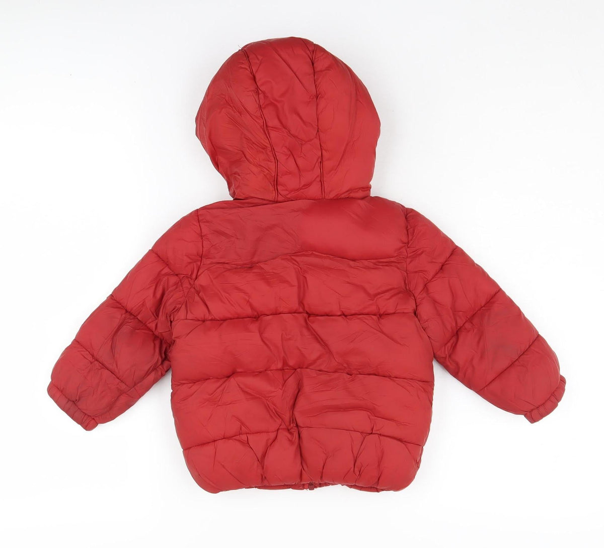 Back view of Zara boys’ red puffer jacket 3-4 years winter hooded