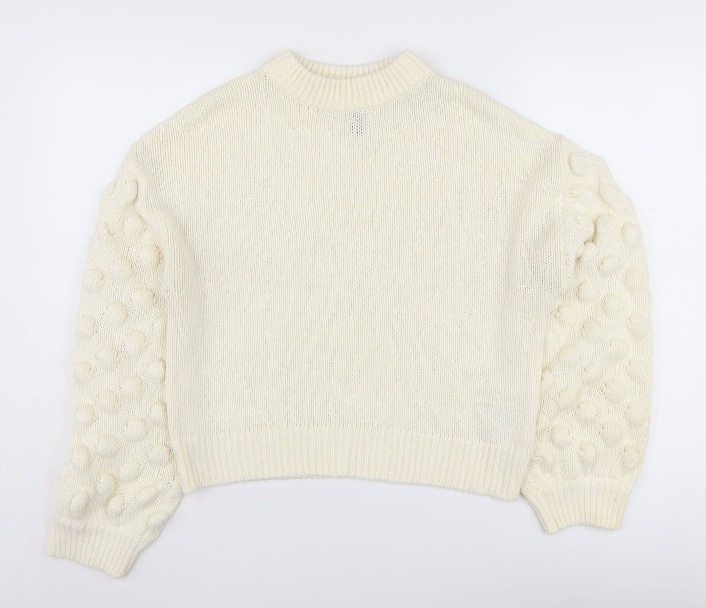 H&M Women's White Chunky-Knit Jumper, Size S