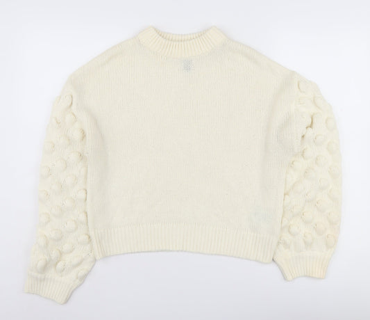 H&M Women's White Chunky-Knit Jumper, Size S