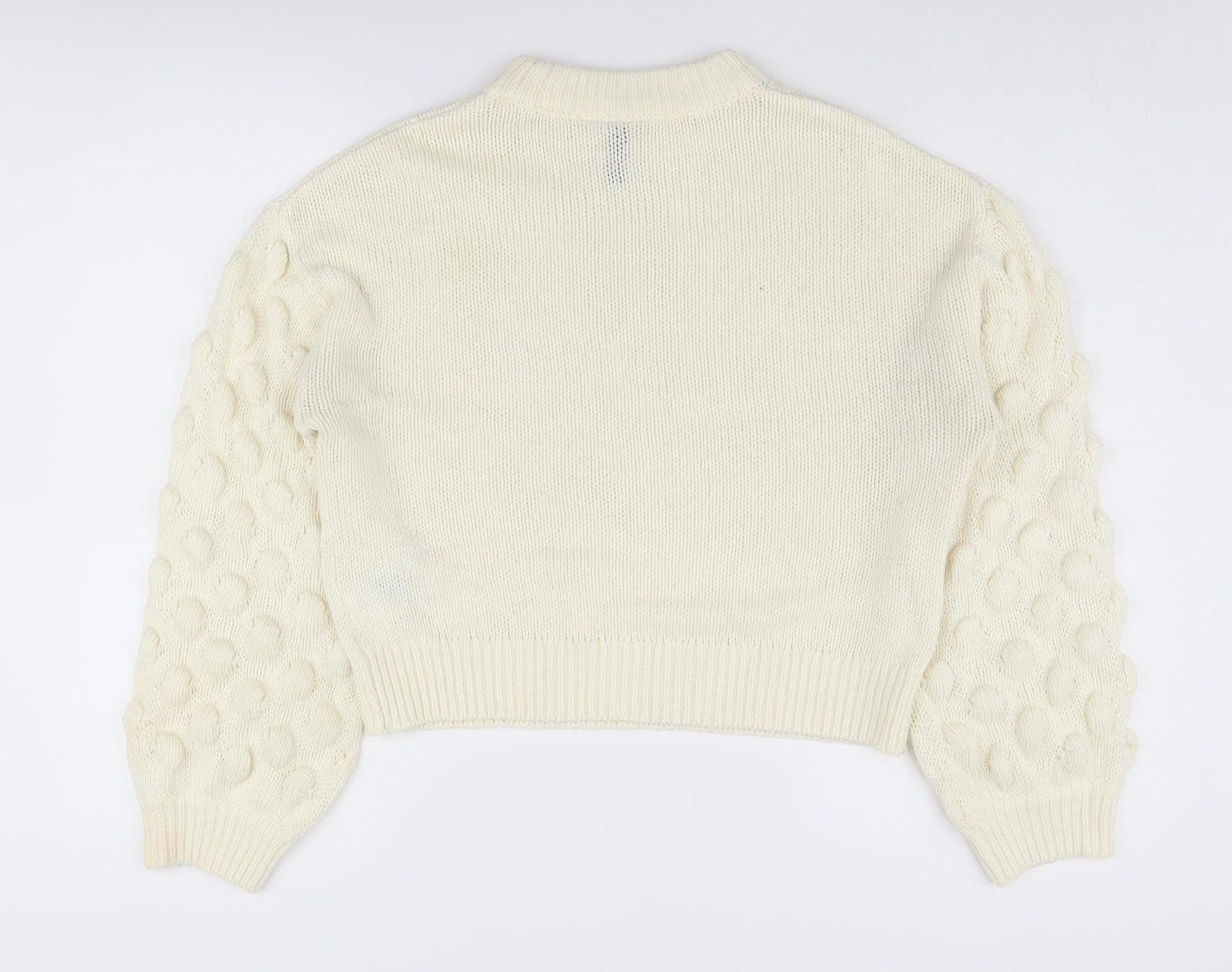 H&M Women's White Chunky-Knit Jumper, Size S