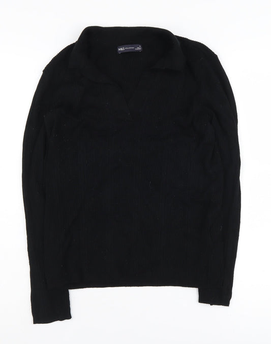Marks and Spencer Women's Black V-Neck Pullover Jumper, Size 12
