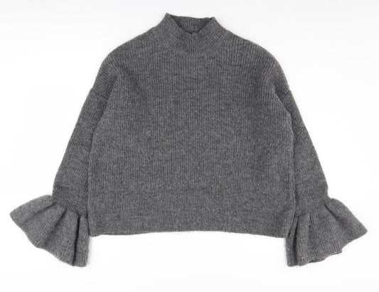 Marks and Spencer Women's Grey Mock Neck Pullover Jumper
