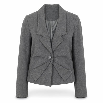 Warehouse Women's Grey Wool Blazer - Size 10, Elegant Business Wear