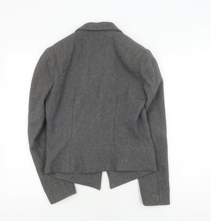 Warehouse Women's Grey Wool Blazer - Size 10, Elegant Business Wear