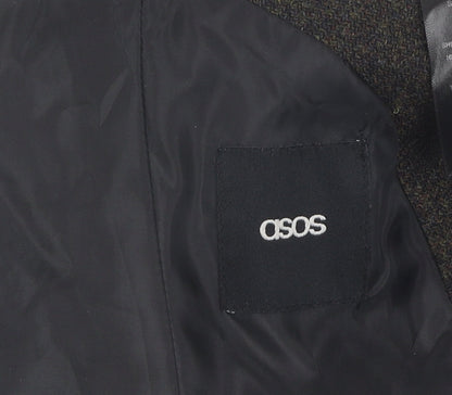 Close-up detail of ASOS Men’s Brown Slim Fit Blazer, size 34R