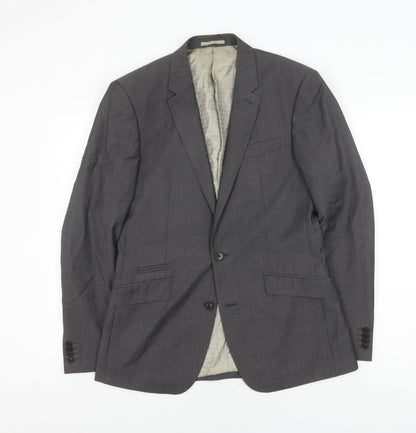 Next Men's Grey Wool Blazer, 38R, Business Formal