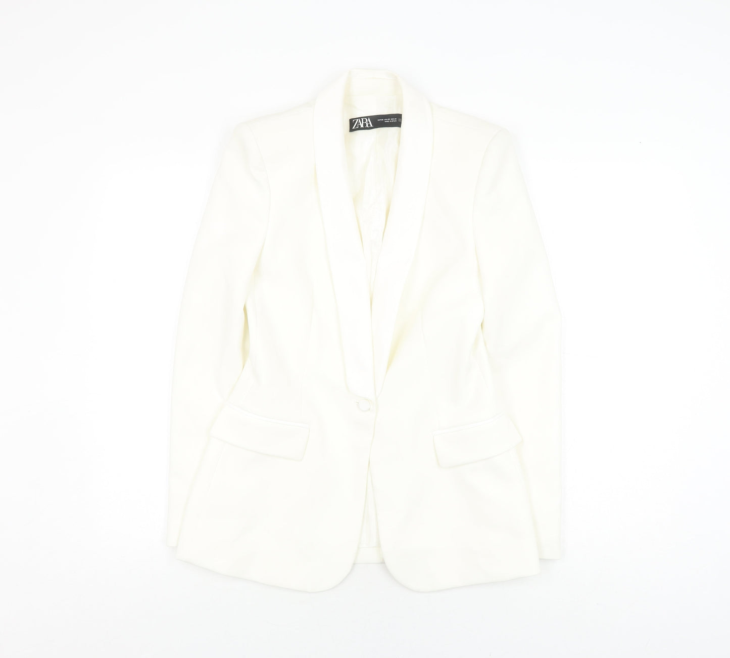 Zara Women's White XS Blazer, Formal, Shawl Lapel
