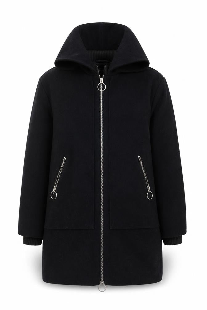 Topshop Black Hooded Women's Jacket Size 8 Zip Casual