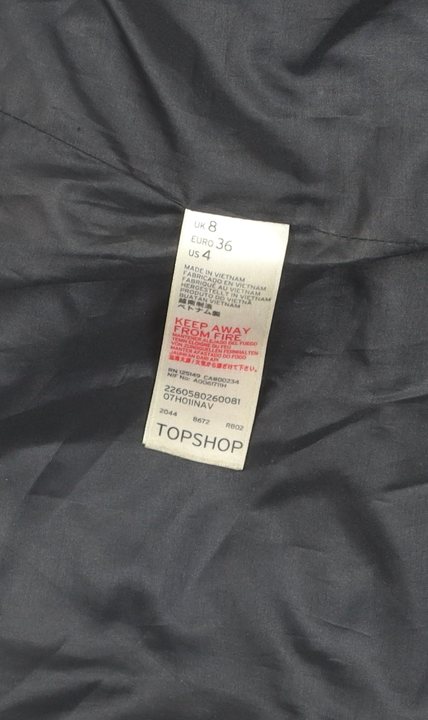 Topshop Black Hooded Women's Jacket Size 8 Zip Casual