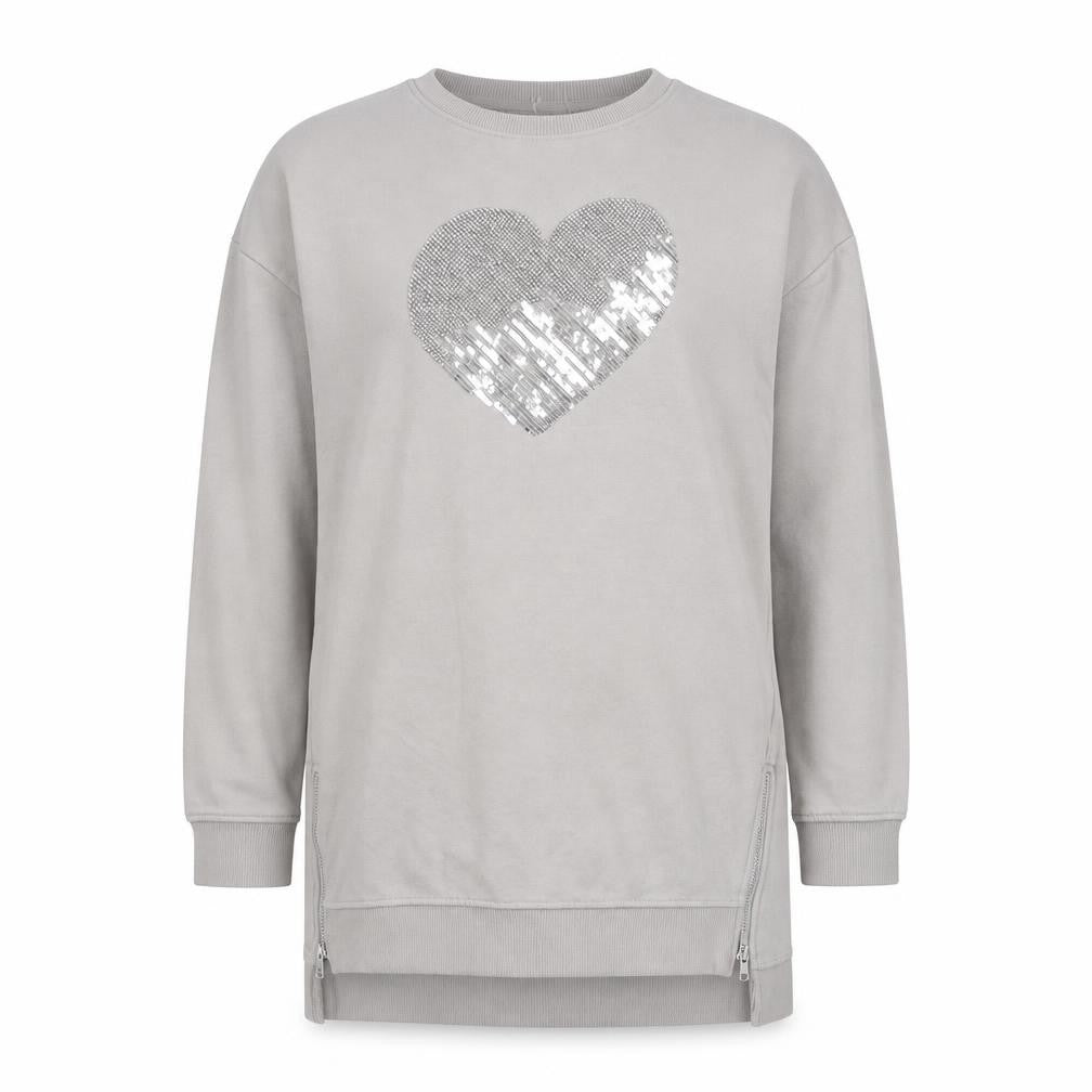 Next Girls Grey Sequin Heart Pullover Jumper 11 Years