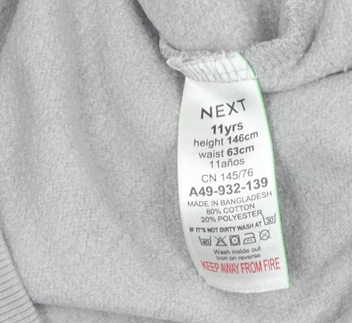 Next Girls Grey Sequin Heart Pullover Jumper 11 Years