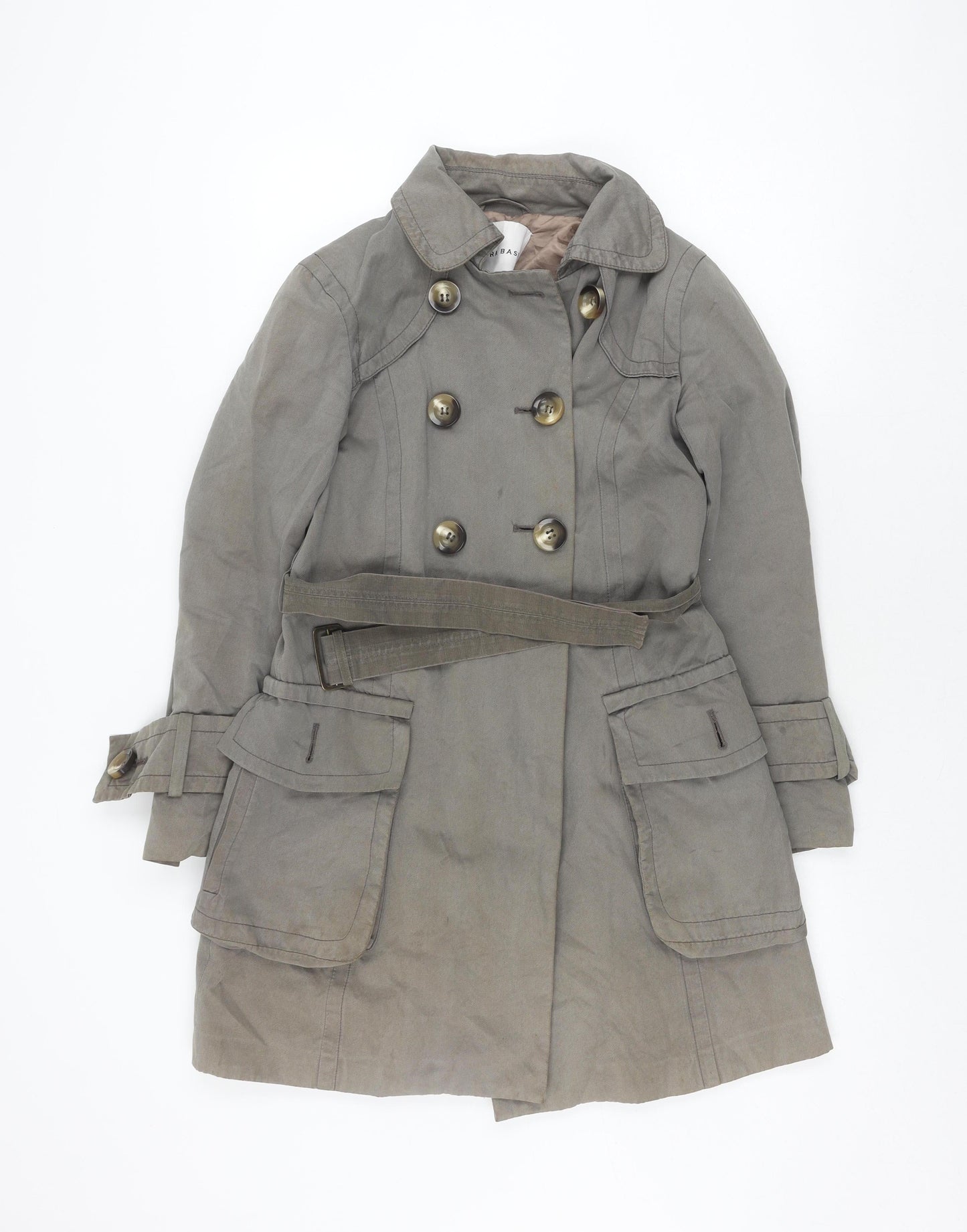 Zara Women's Grey Trench Coat S Classic Belted