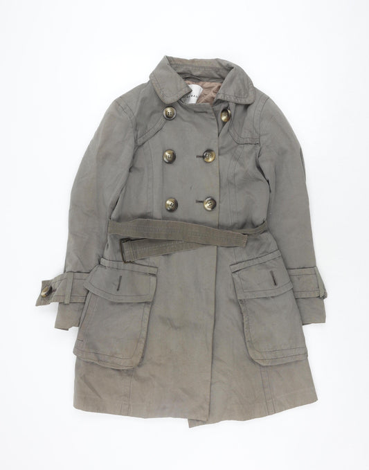 Zara Women's Grey Trench Coat S Classic Belted