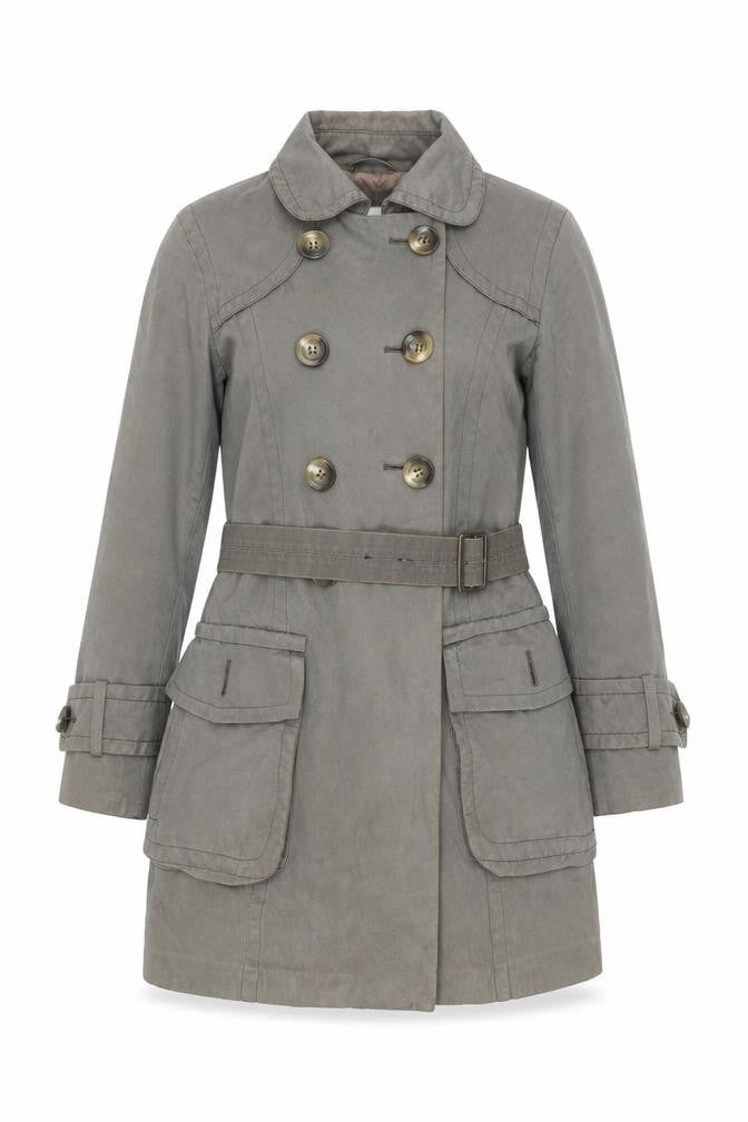 Zara Women's Grey Trench Coat S Classic Belted