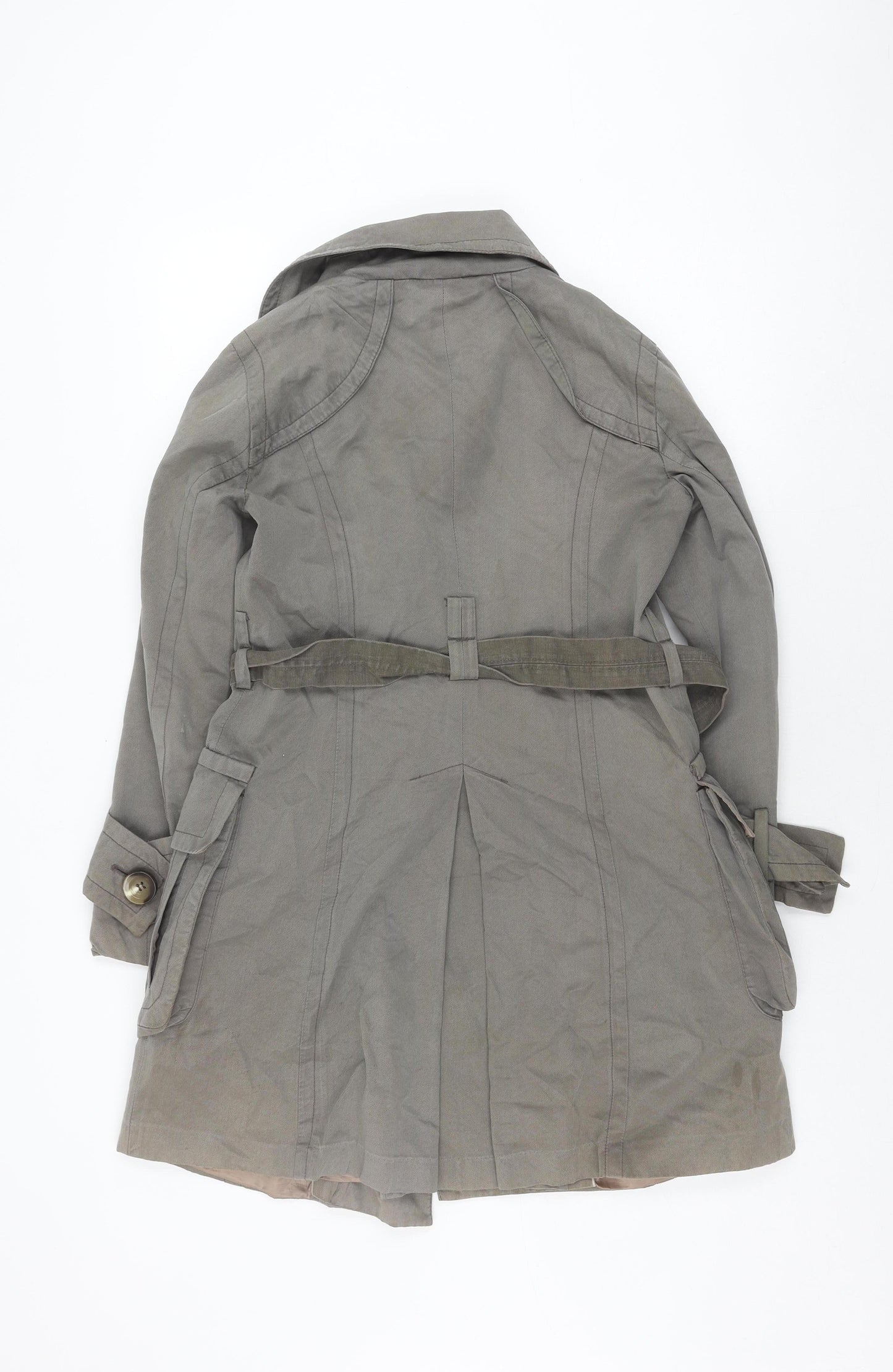 Zara Women's Grey Trench Coat S Classic Belted