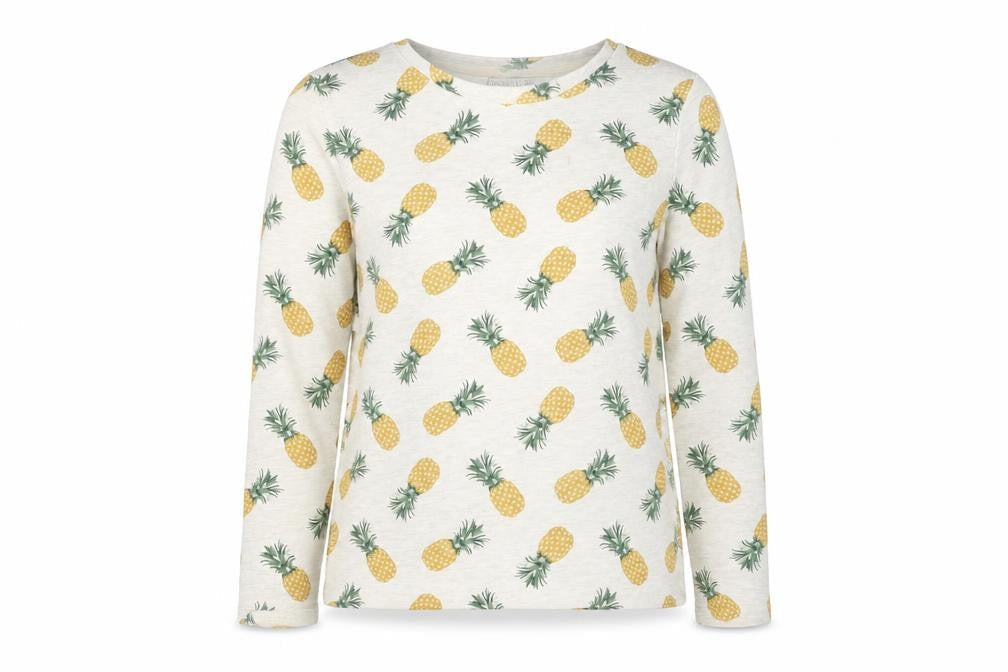 Sugarhill Women's White Tropical Pineapple Pullover Sweatshirt Size 12