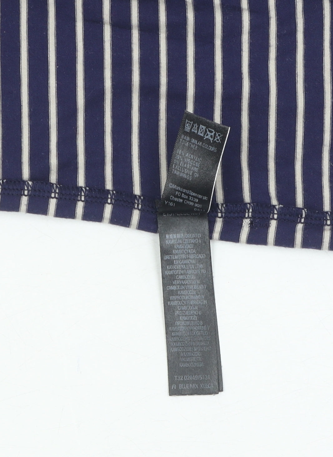 Marks and Spencer Women's XL Blue Striped Jersey T-Shirt