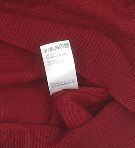 Marks and Spencer Men's Red V-Neck Pullover Jumper - S