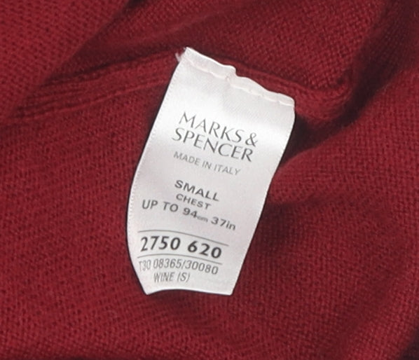 Marks and Spencer Men's Red V-Neck Pullover Jumper - S