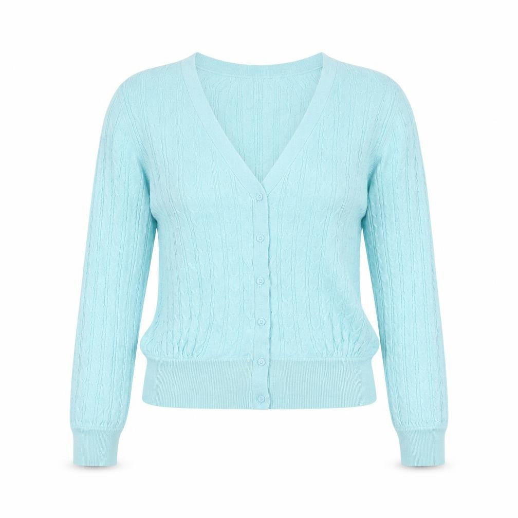 Pimkie Women's Blue Cable-Knit Cardigan M