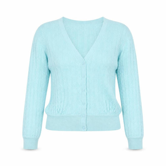 Pimkie Women's Blue Cable-Knit Cardigan M