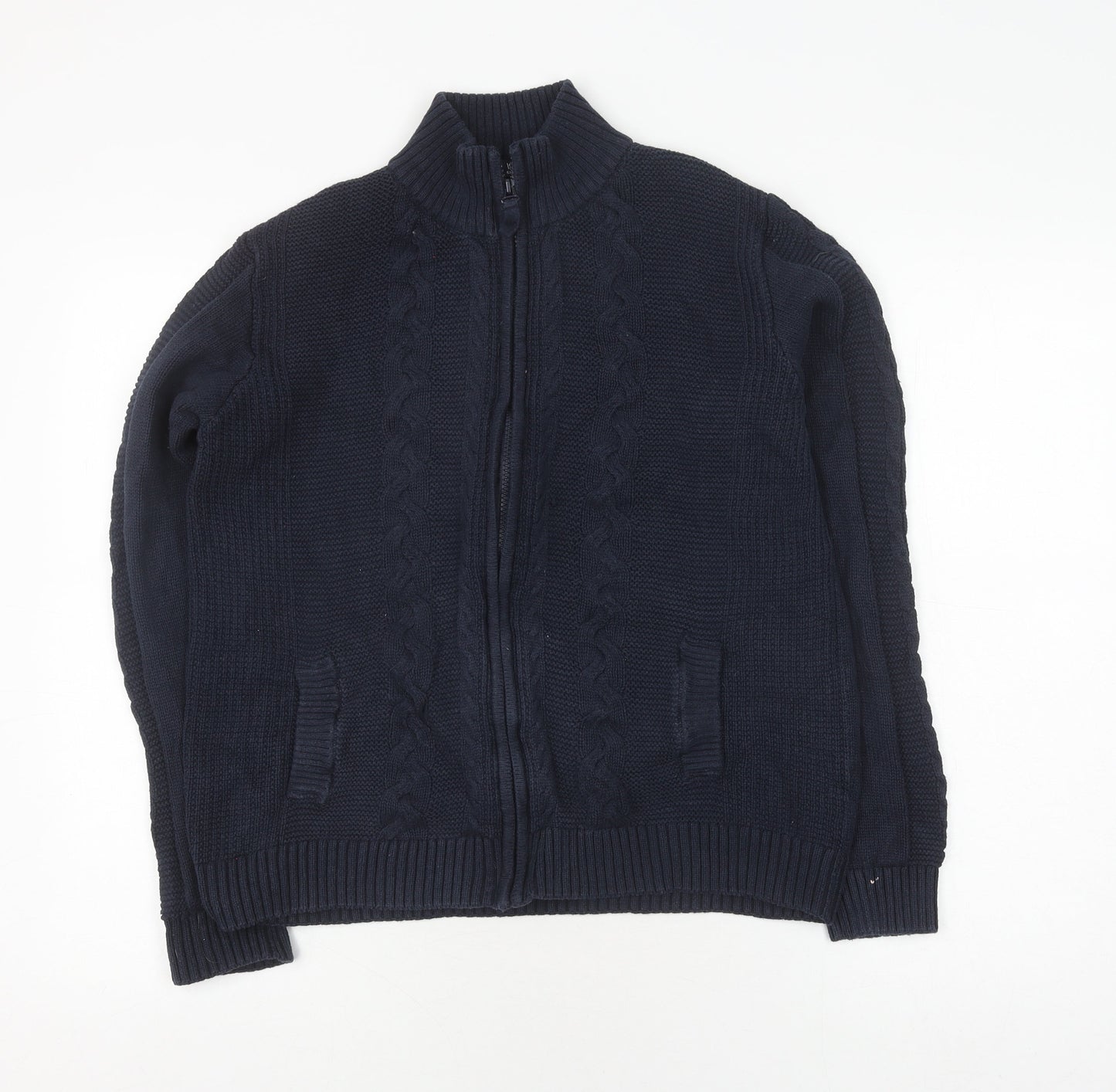 Isle Essentials Boys Blue M Full Zip High Neck Jumper