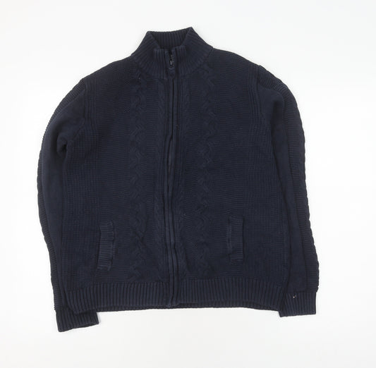 Isle Essentials Boys Blue M Full Zip High Neck Jumper