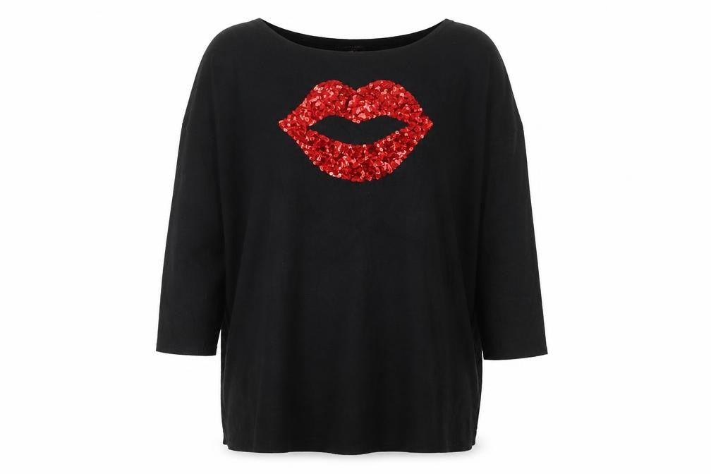 QED London Women's Black L Sequin Pullover Jumper