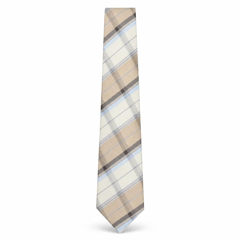 Van Heusen Men's Beige Plaid Silk Tie One Size