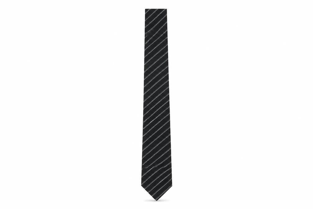 Thomas Nash Men's Black Striped Silk Tie